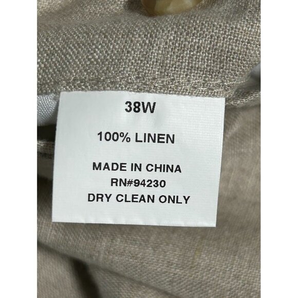 Paul Fredrick Mens Linen Shorts 38 Beige Pleated Front Button Closure Inseam 9.5 - Picture 5 of 7